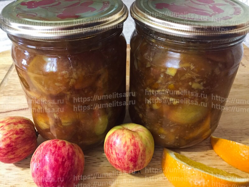 Янтарное ароматное варенье из кисло-сладких яблок и апельсина