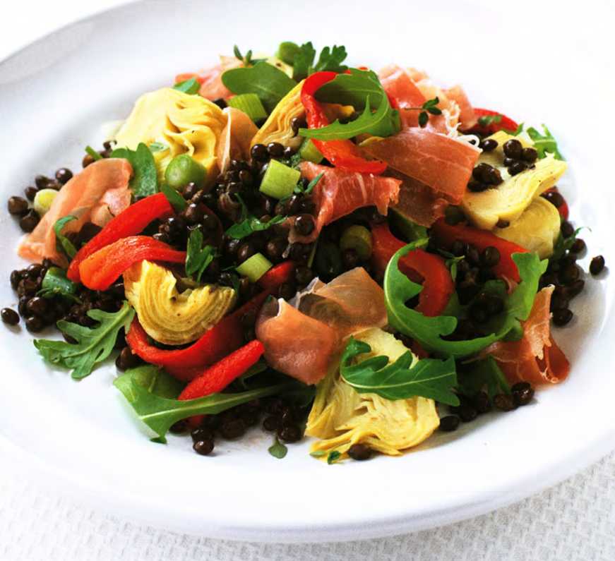 Чечевица с артишоками и перцами