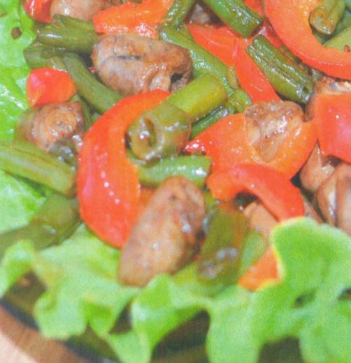 Теплый салат из сердечек